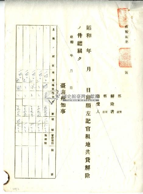 昭和十年官租地共貸解除證明藏品圖，第9張
