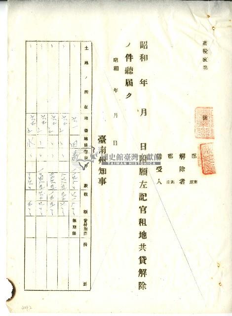 昭和十年官租地共貸解除證明藏品圖，第7張