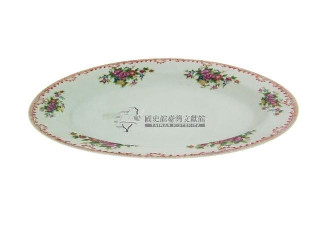 彩繪印花折枝花卉紋橢圓形盤（多組）藏品圖，第7張