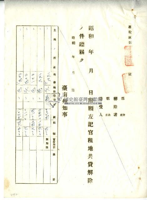 昭和十年官租地共貸解除證明藏品圖，第17張