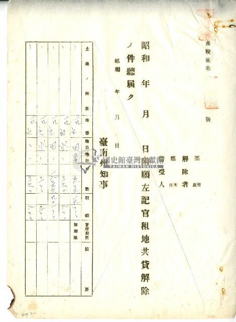 昭和十年官租地共貸解除證明藏品圖，第3張