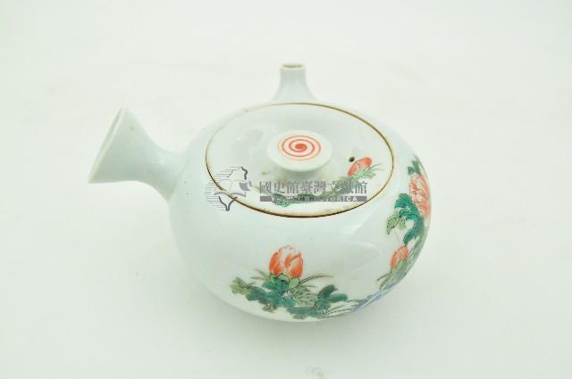 九谷窯五彩牡丹花鳥石紋側把壺（急需）藏品圖，第3張