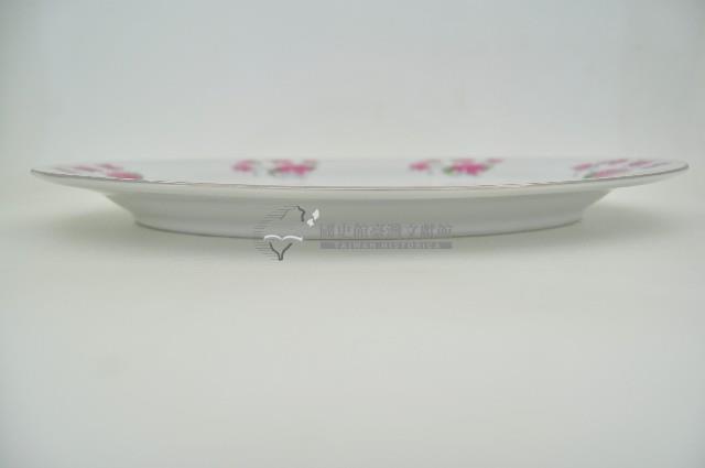 銀口彩繪貼花折枝康乃馨花紋橢圓形長盤藏品圖，第3張