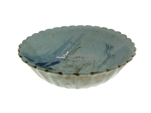 青花彩繪模壓鶴紋花口深腹碗、彩繪寫意山水紋輪花口深腹碗、彩繪寫意山水紋深腹碗藏品圖，第3張