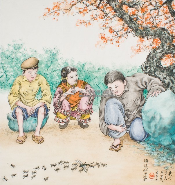 黃金田於丁亥年夏創作之狗蟻扛田嬰藏品圖，第1張