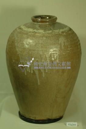 米黃釉拍打印紋窄口豐肩式陶甕藏品圖，第1張