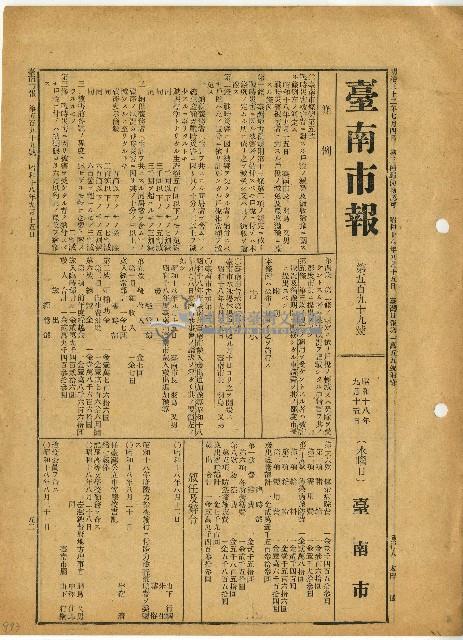 昭和十八年臺南市報藏品圖，第1張