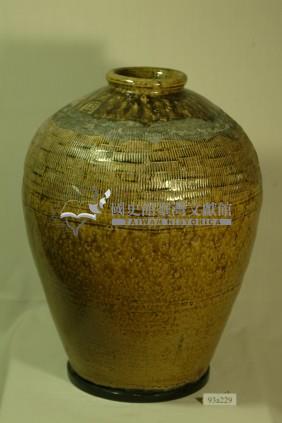 黃褐釉拍打印紋窄口豐肩式陶甕藏品圖，第1張