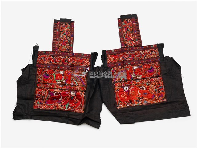 中國施洞苗族黑底紅刺繡繡片藏品圖，第1張