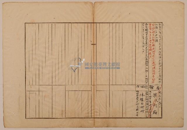 南投廳埔里社堡牛眠山庄第11番戶54番地警第27號戶長林平信之戶口調查表單乙藏品圖，第1張