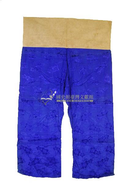 藍色花卉繡樣長褲藏品圖，第1張