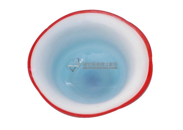 紅口藍地花口玻璃大碗藏品圖，第1張