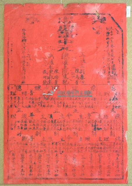 大正十二年范盛記褒忠亭義民廟中元節爐主等人員名單告示藏品圖，第1張