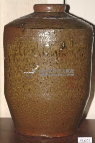 斑紋褐釉拍打印紋窄口直壁式陶甕藏品圖，第1張