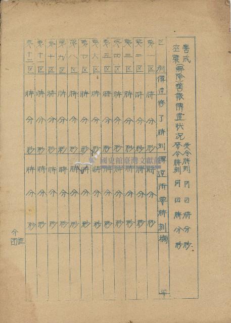 警戒空襲警報傳達狀況表藏品圖，第1張