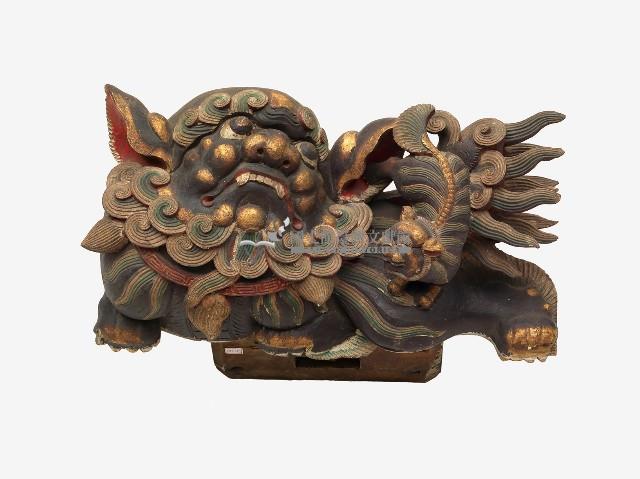木雕獅雀替一對藏品圖，第1張