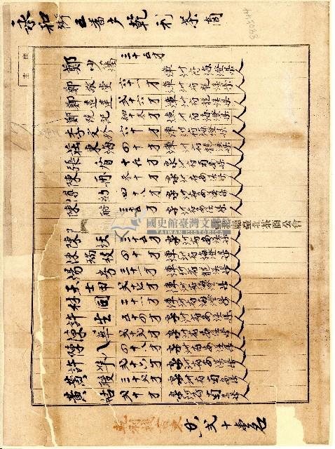 臺北廳臺北茶商公會會員乾利茶商號資料續表藏品圖，第1張