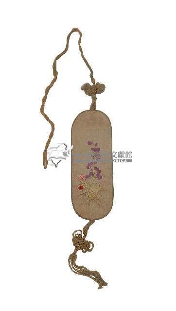 褐色花草刺繡眼鏡袋藏品圖，第1張