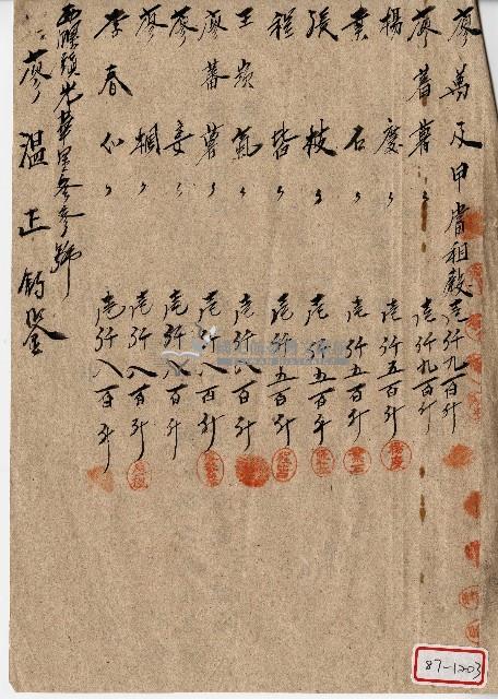 廖萬及等人收單藏品圖，第1張