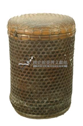 竹編帶蓋桶式竹籠藏品圖，第1張