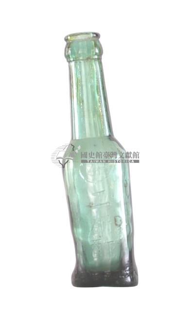 青綠色直頸透明玻璃瓶藏品圖，第1張