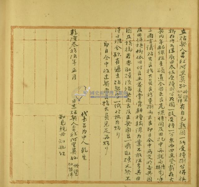 乾隆三十六年阿里莫等仝立胎契藏品圖，第1張