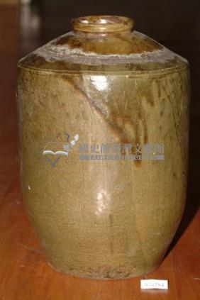 綠褐釉陰刻細紋窄口直壁式陶甕藏品圖，第1張