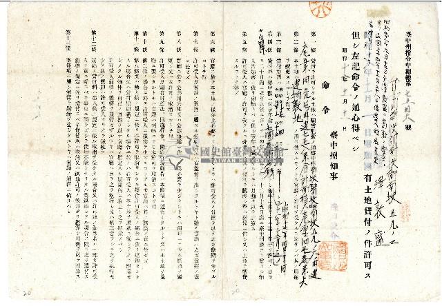 昭和十八年臺中州知事森田俊介頒發土地貸付許可證藏品圖，第1張