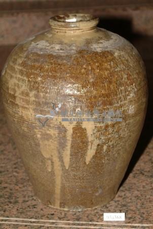 黑褐釉流釉拍打印紋窄口豐肩式陶甕藏品圖，第1張