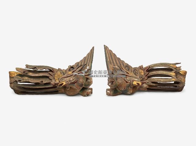 木雕鳳凰雀替一對藏品圖，第1張