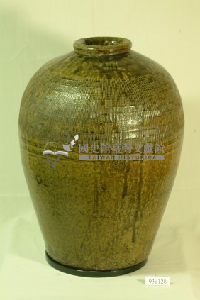紅露酒印款綠褐釉拍打紋窄口豐肩式陶甕藏品圖，第1張