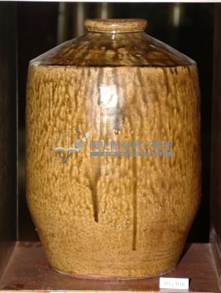 虎皮狀黃褐釉窄口直壁式陶甕藏品圖，第1張