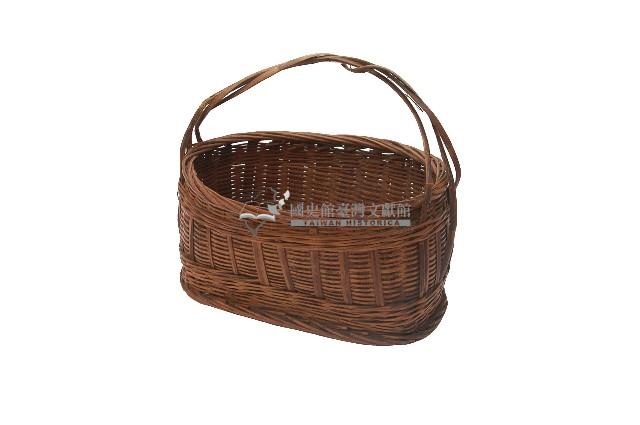 圓扁無蓋手提竹籃藏品圖，第1張
