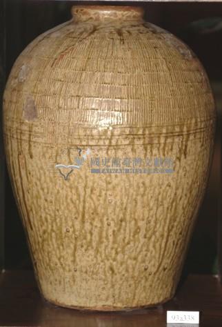 斑狀紋米褐釉拍打印紋窄口豐肩式陶甕藏品圖，第1張