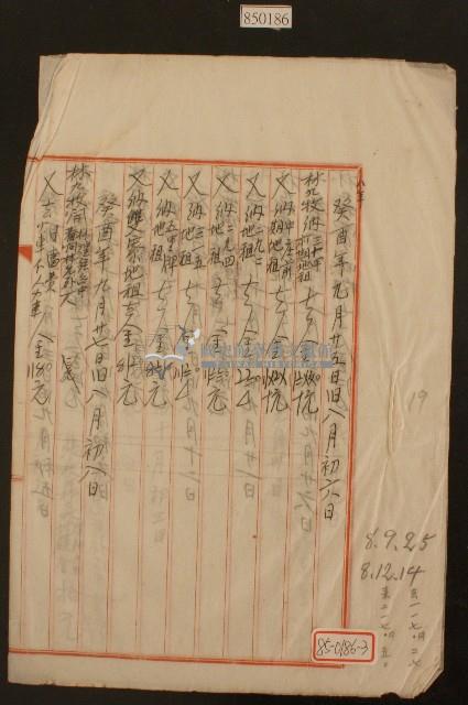 癸酉年九月廿五日至十一月卄五日林九牧收支簿內頁藏品圖，第1張