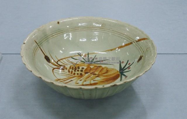 建東款青釉彩繪蝦紋葵花形深腹碗藏品圖，第1張