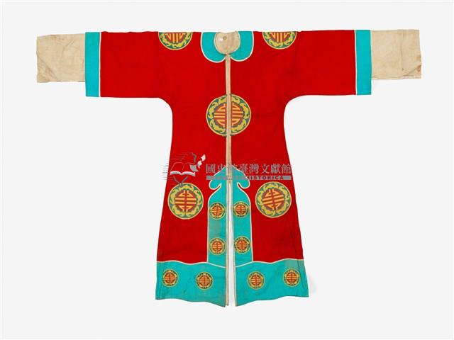 紅色印字長擺戲服藏品圖，第1張