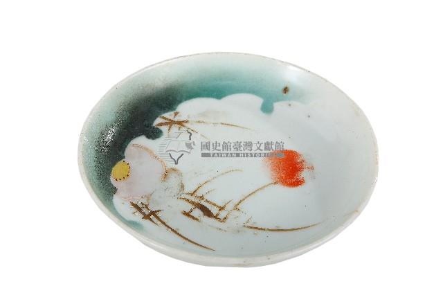 彩繪夕陽山景梅花紋盤藏品圖，第1張