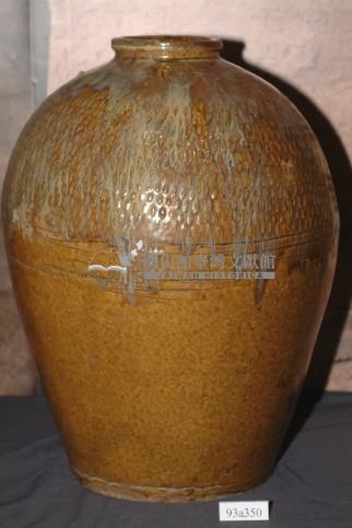 黃棕釉流釉拍打印紋窄口豐肩式陶甕藏品圖，第1張