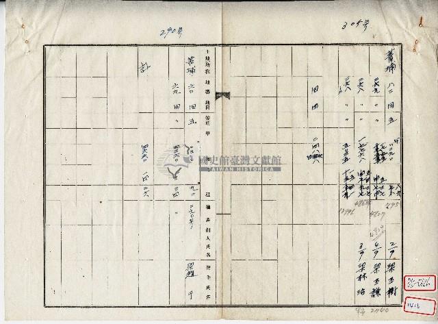 梁丕樹家族於菁埔與頂湳子下湳子土地所有暨稅租目錄乙批藏品圖，第1張