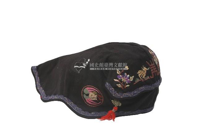 黑色壽字繡樣童帽藏品圖，第1張