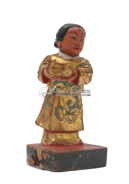 木雕臨水夫人配侍像藏品圖，第1張