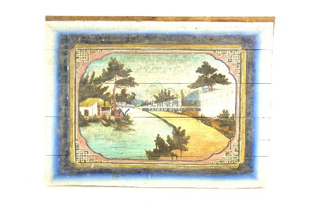 陳登科傅色油彩風景圖木板壁畫藏品圖，第1張