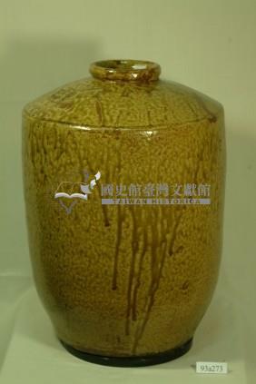 虎皮狀黃褐釉窄口直壁式陶甕藏品圖，第1張