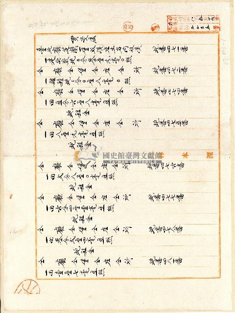 明治三十九年林光斗業主全保存登記申請書藏品圖，第1張