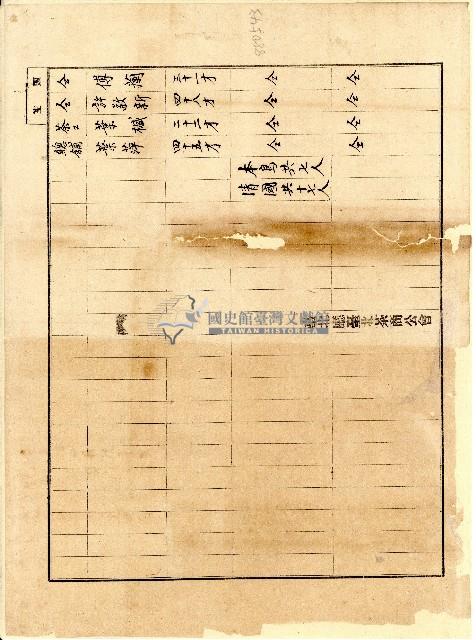 臺北廳臺北茶商公會會員某商號資料續表藏品圖，第1張