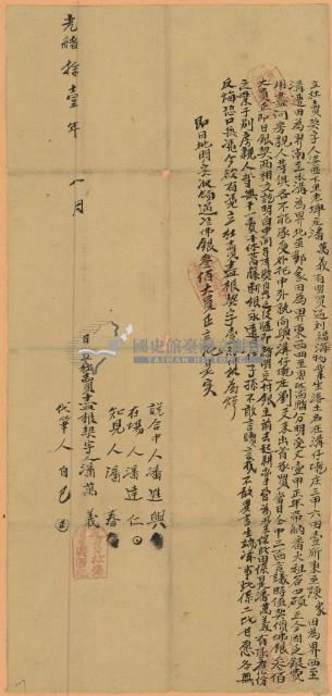 光緒十一年潘萬義立杜賣契字藏品圖，第1張