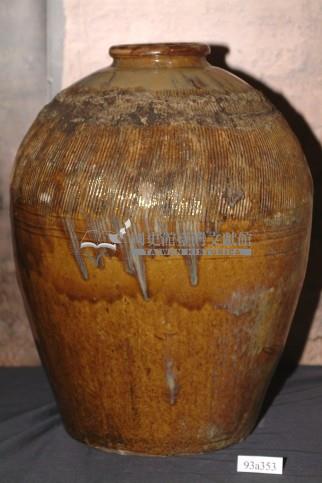 棕褐釉流釉拍打印紋窄口豐肩式陶甕藏品圖，第1張