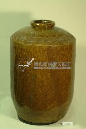 棕紅釉拍打印紋窄口直壁式陶甕藏品圖，第1張