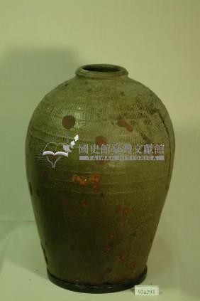 綠褐釉拍打印紋窄口豐肩式陶甕藏品圖，第1張